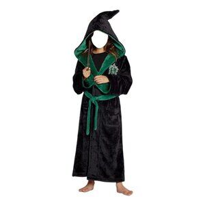 NWT Harry Potter Slytherin Kids Fleece Robe – Color: Black/Green - Size: S